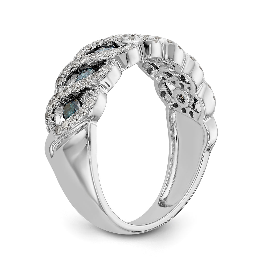 14k White Gold Blue & White Diamond Band