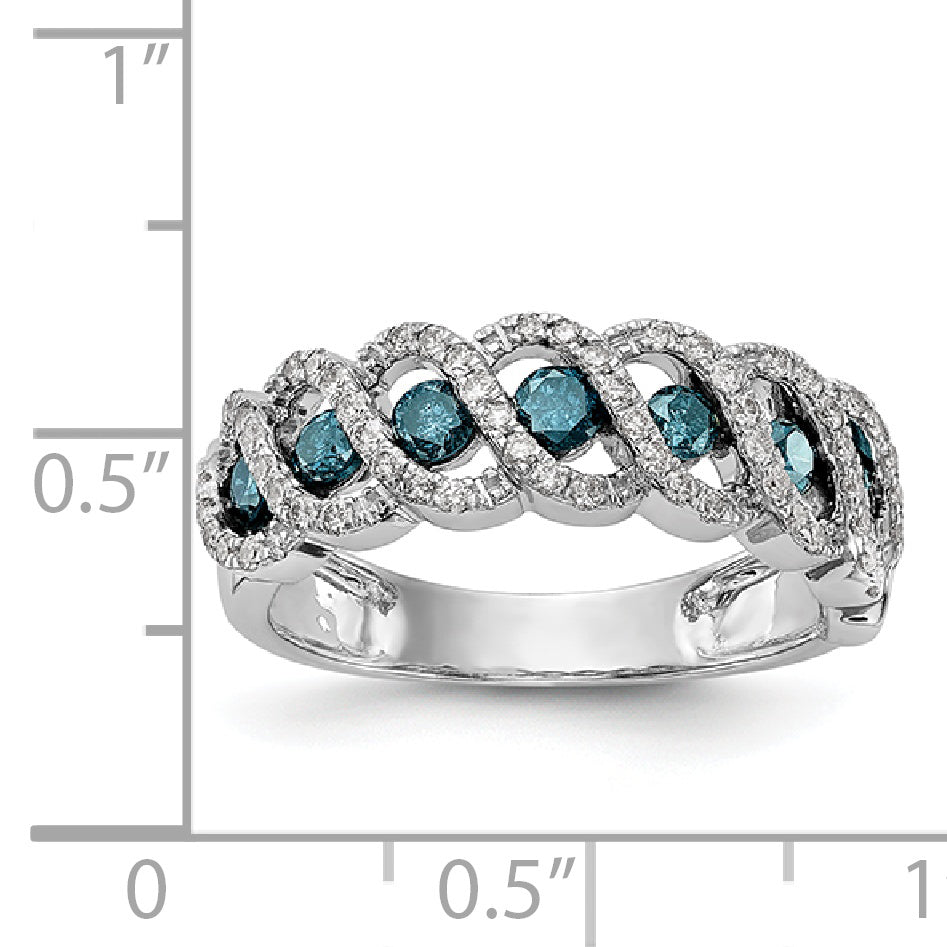 14k White Gold Blue & White Diamond Band