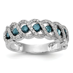 14K White Gold Blue & White Diamond Band - 7