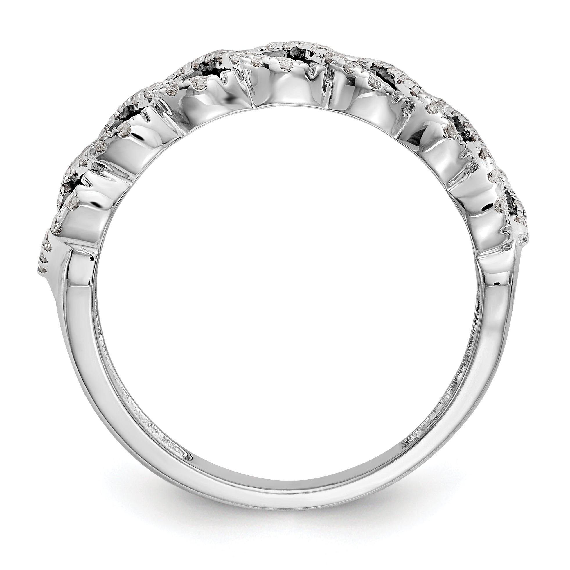 14K White Gold Black & White Diamond Band - 7