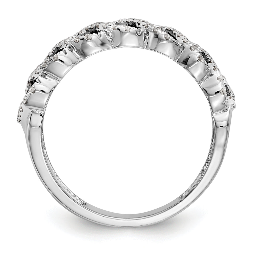 14k White Gold Black & White Diamond Band