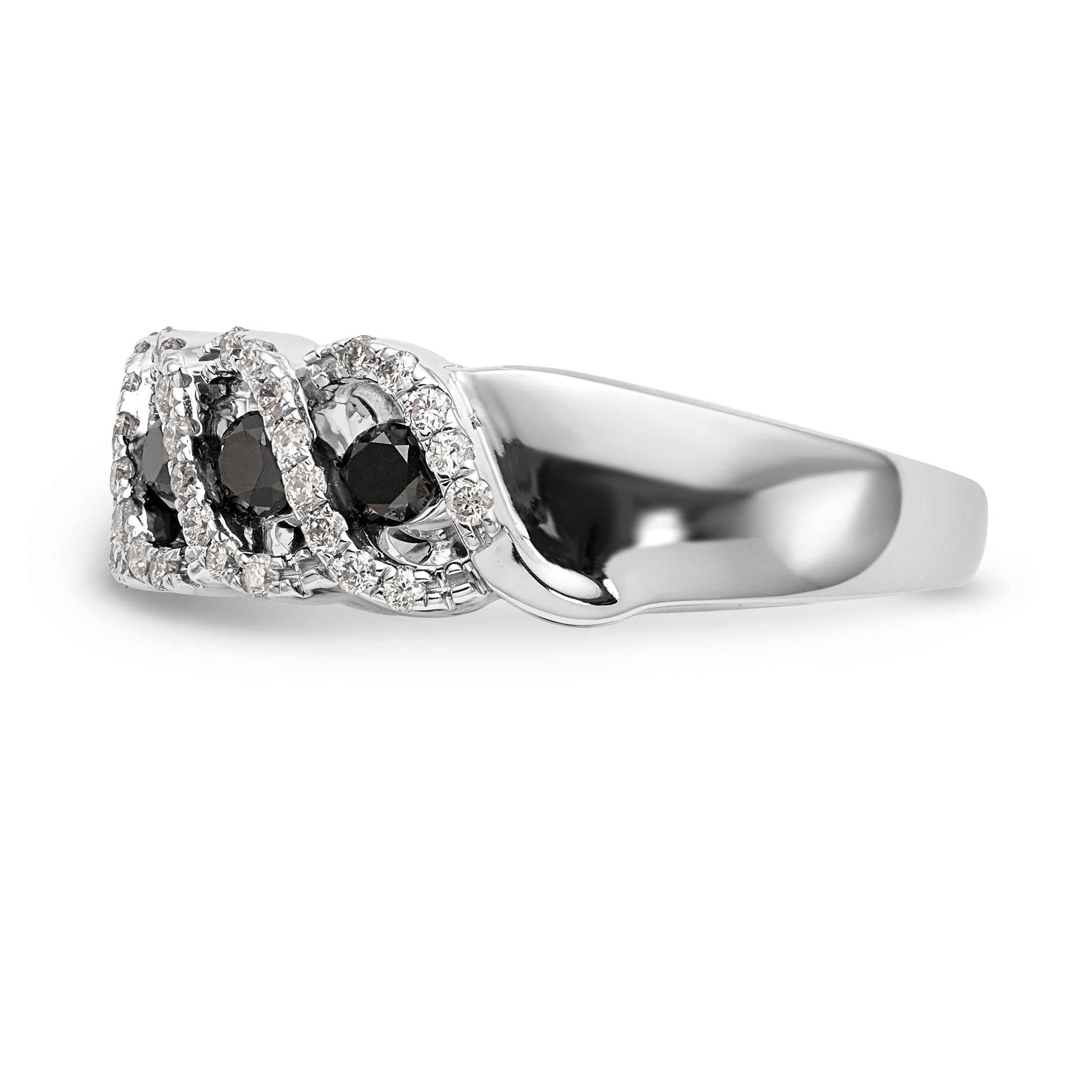 14k White Gold Black & White Diamond Band