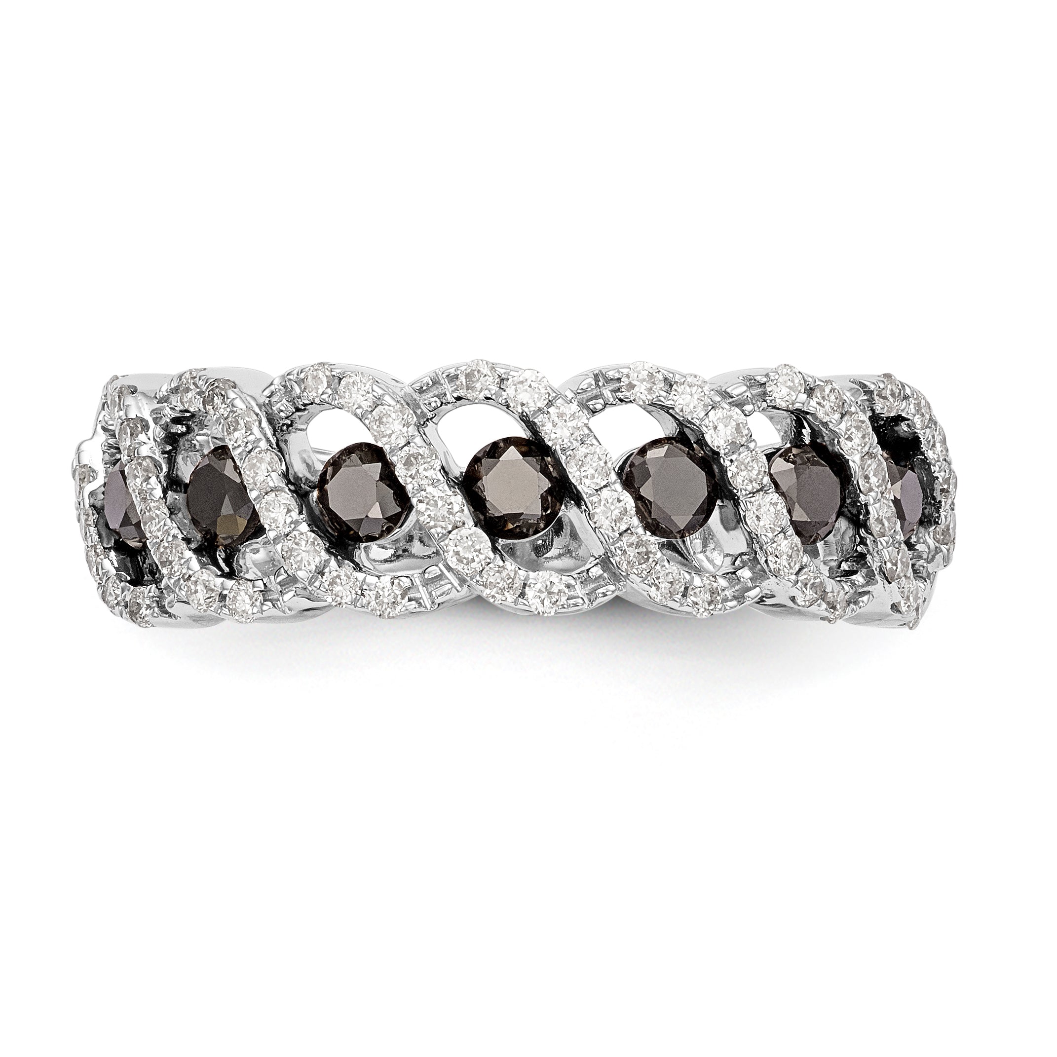14K White Gold Black & White Diamond Band - 7