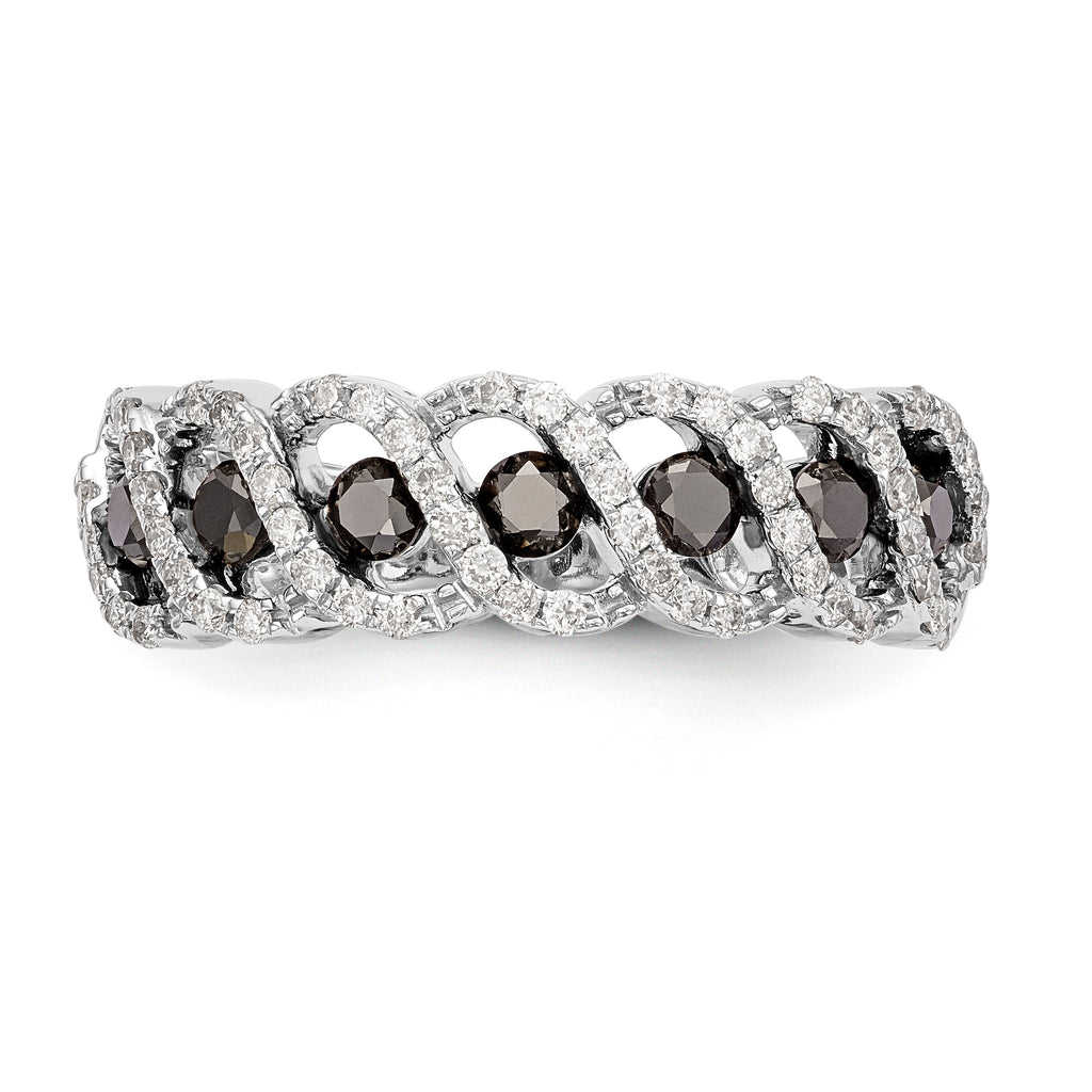 14k White Gold Black & White Diamond Band