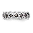 14k White Gold Black & White Diamond Band