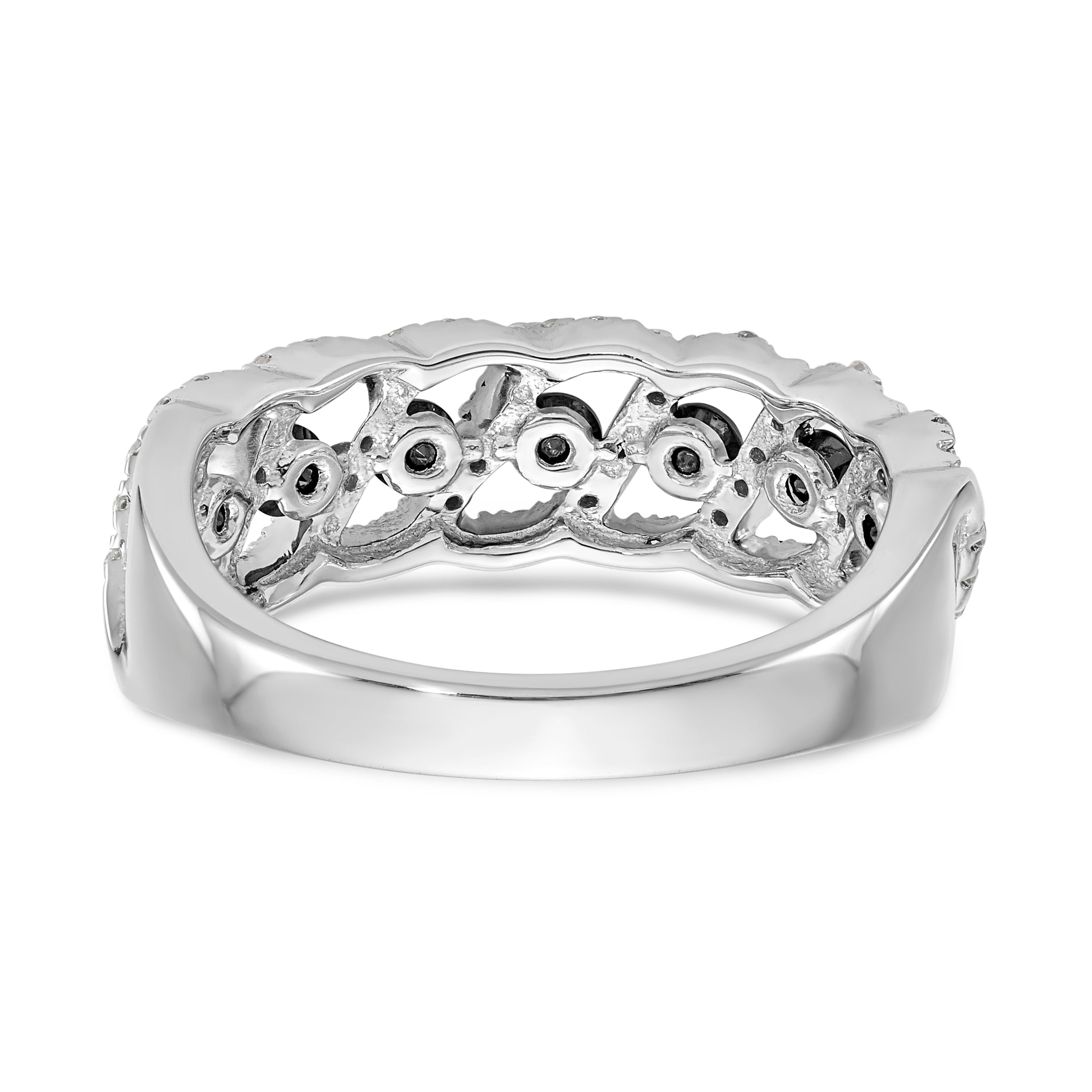 14k White Gold Black & White Diamond Band
