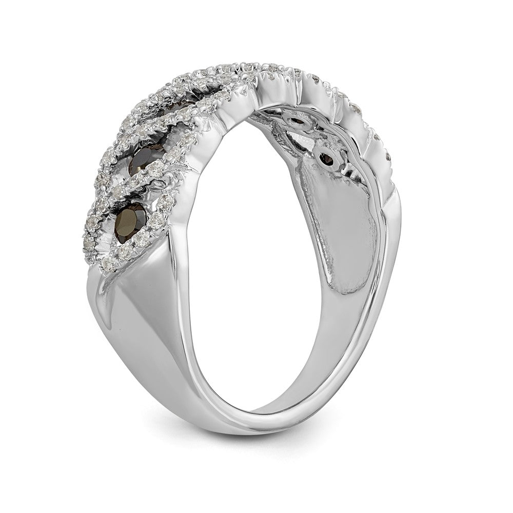 14K White Gold Black & White Diamond Band