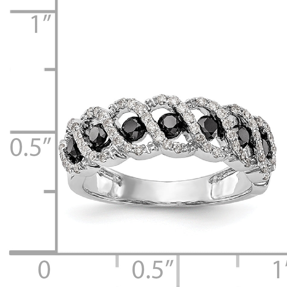 14k White Gold Black & White Diamond Band