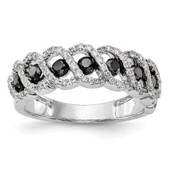 14K White Gold Black & White Diamond Band - 7