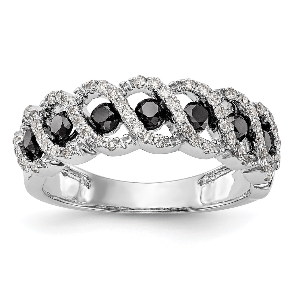 14k White Gold Black & White Diamond Band