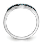 14k White Gold 1/5 carat Blue and White Diamond Contoured Complete Band
