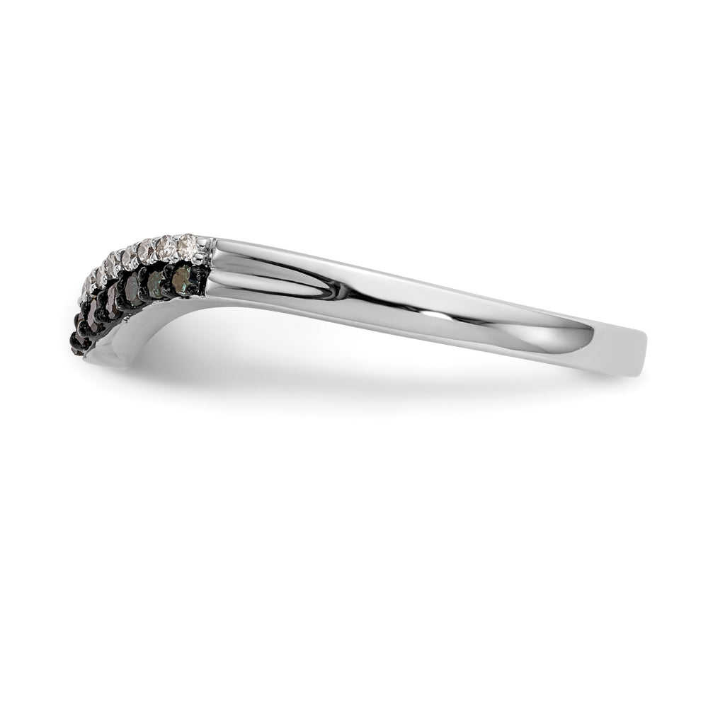 14k White Gold 1/5 carat Blue and White Diamond Contoured Complete Band