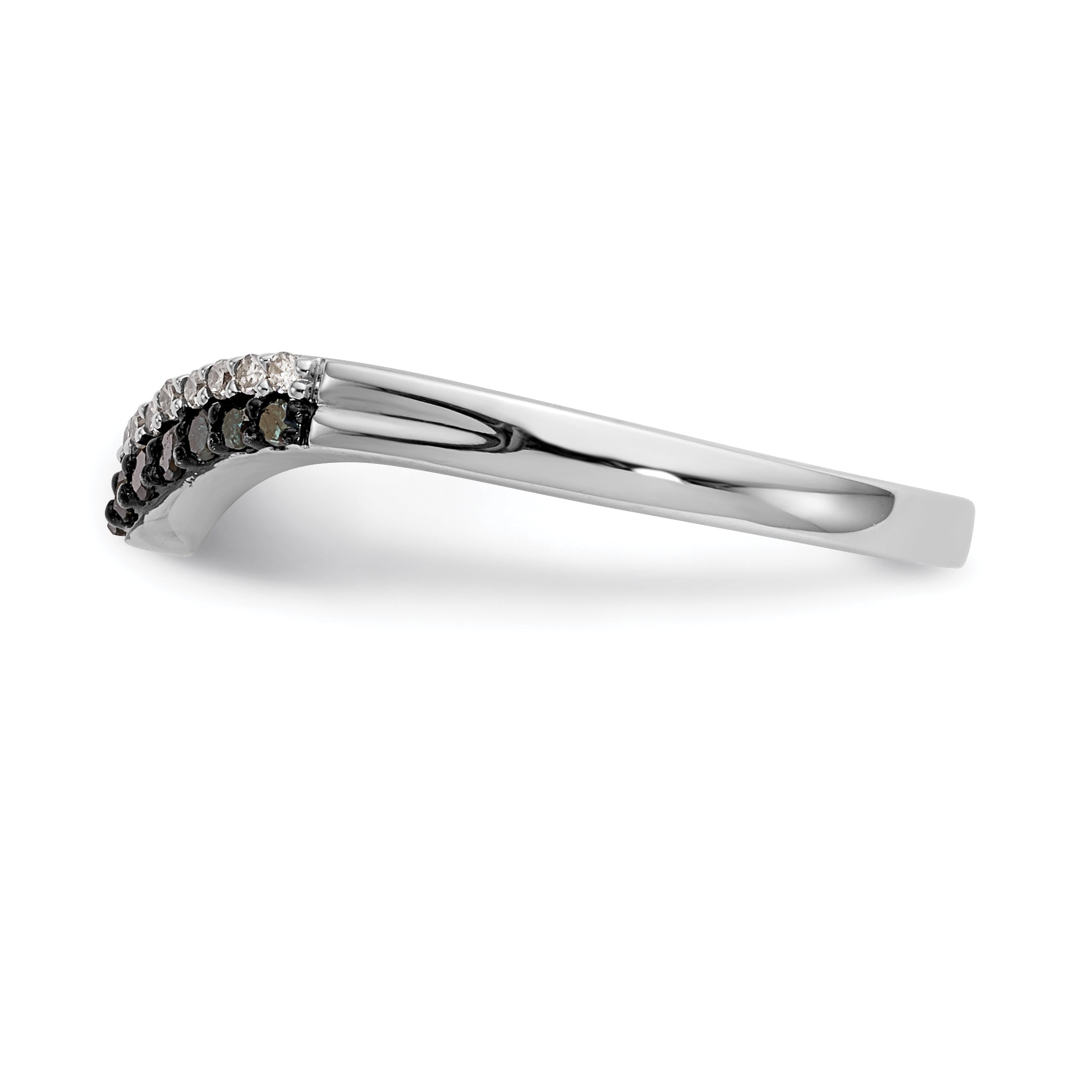 14k White Gold 1/5 carat Blue and White Diamond Contoured Complete Band