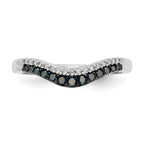14k White Gold 1/5 carat Blue and White Diamond Contoured Complete Band