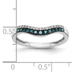14k White Gold 1/5 carat Blue and White Diamond Contoured Complete Band