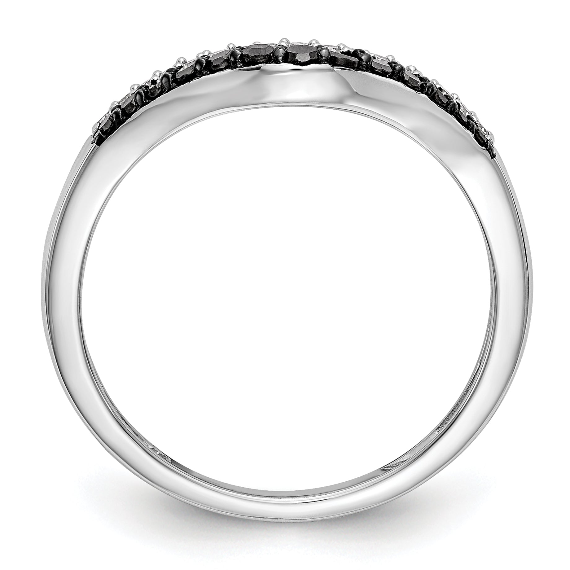14k White Gold 1/5 carat Black and White Diamond Contoured Complete Band Secondary image