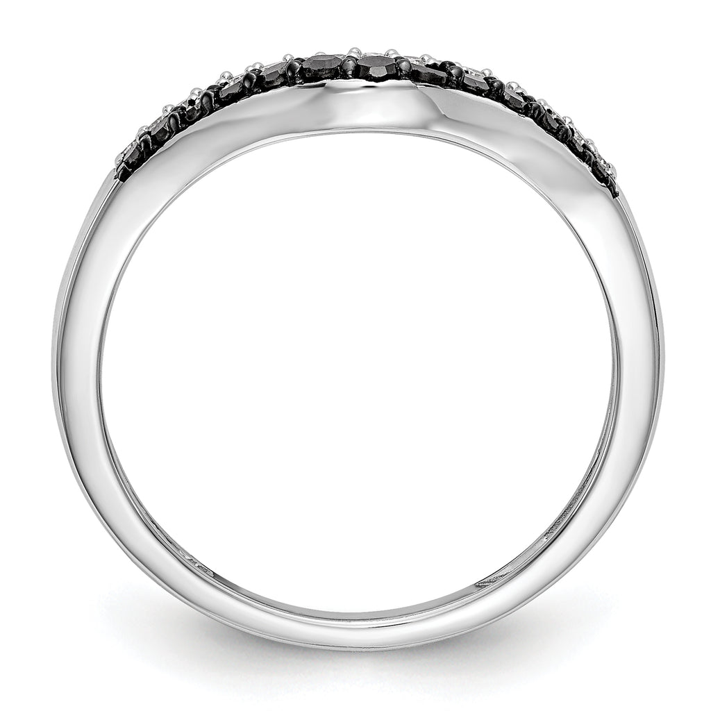 14k White Gold 1/5 carat Black and White Diamond Contoured Complete Band