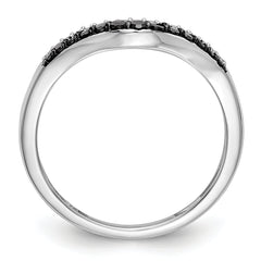 14K White Gold Black & White Diamond Band - 7