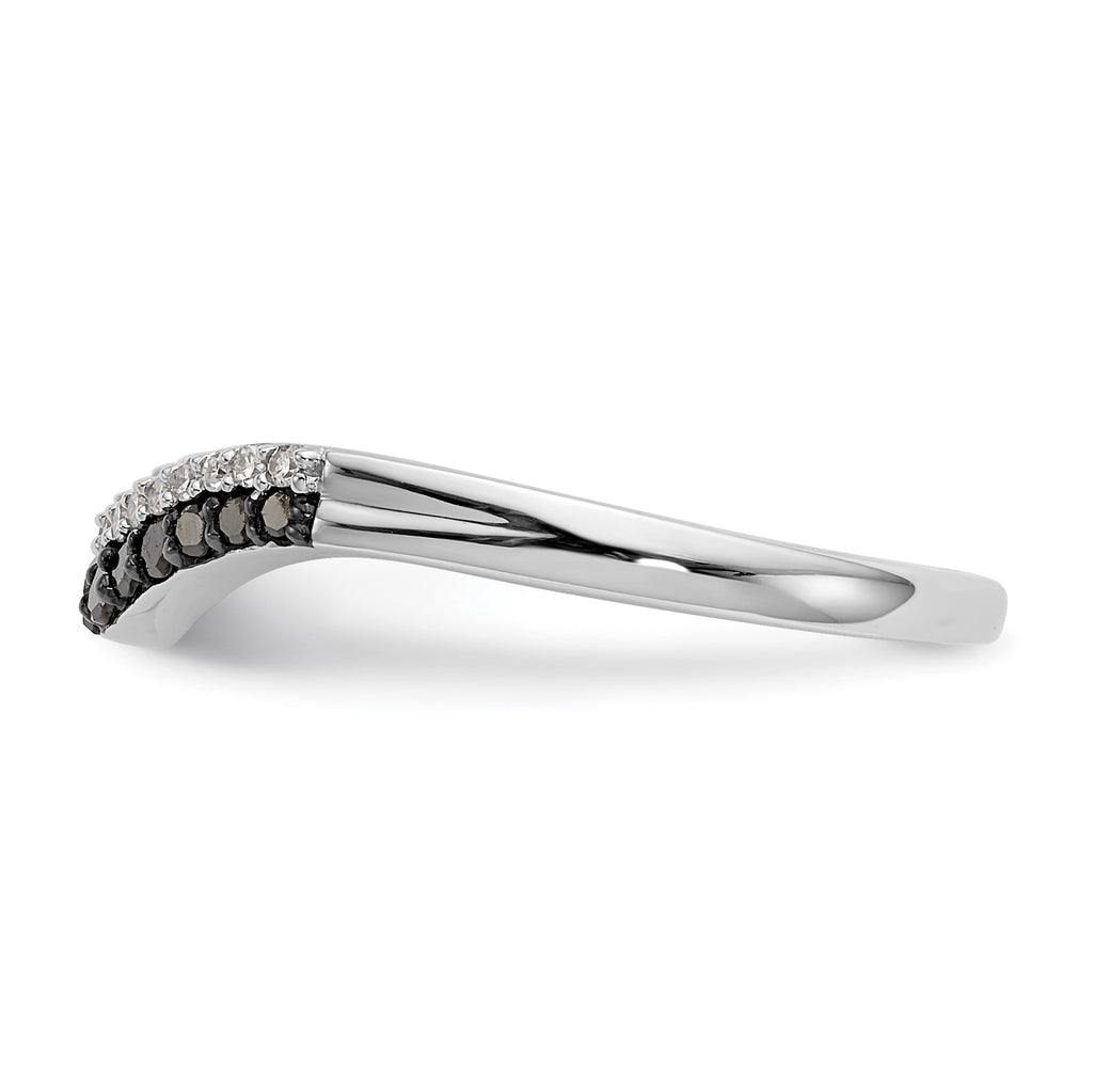 14k White Gold 1/5 carat Black and White Diamond Contoured Complete Band
