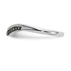 14K White Gold Black & White Diamond Band - 7