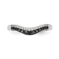 14K White Gold Black & White Diamond Band - 7