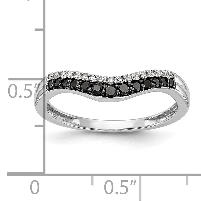 14k White Gold 1/5 carat Black and White Diamond Contoured Complete Band