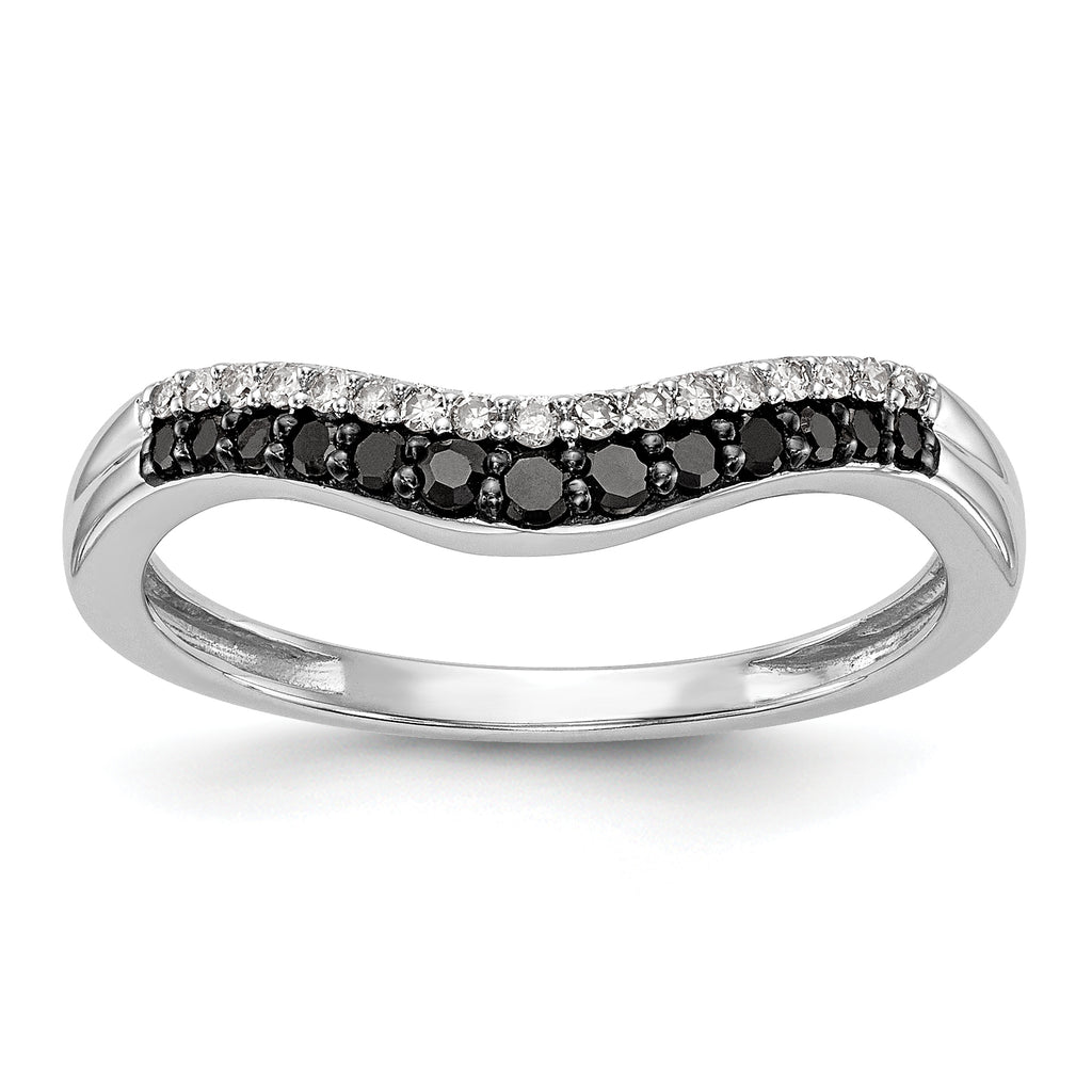 14k White Gold 1/5 carat Black and White Diamond Contoured Complete Band