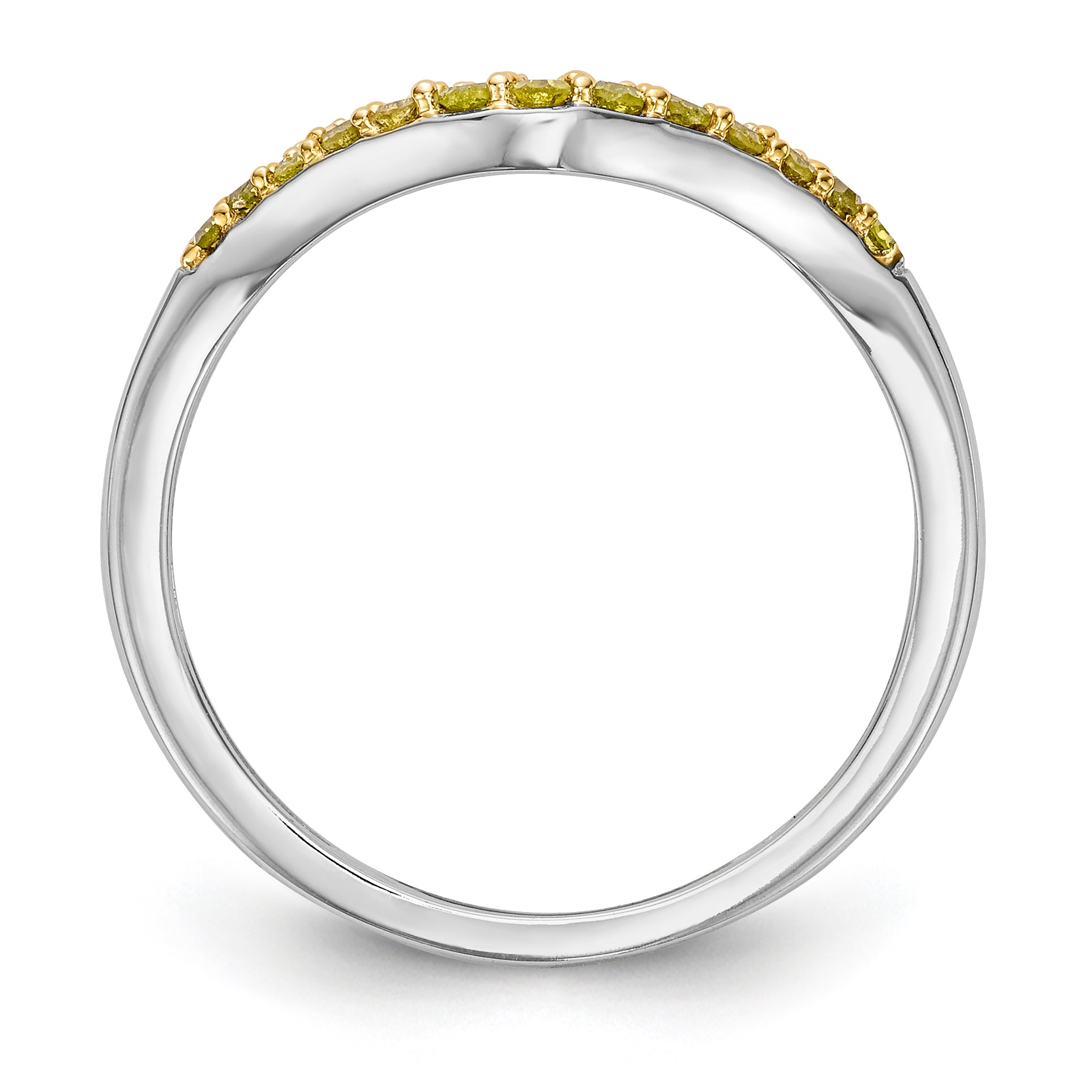 14K White Gold Yellow & White Diamond Band - 7