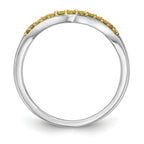 14k White Gold 1/5 carat Yellow and White Diamond Contoured Complete Band