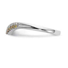 14k White Gold 1/5 carat Yellow and White Diamond Contoured Complete Band