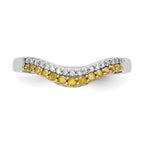14k White Gold 1/5 carat Yellow and White Diamond Contoured Complete Band