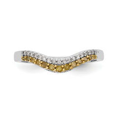 14K White Gold Yellow & White Diamond Band - 7