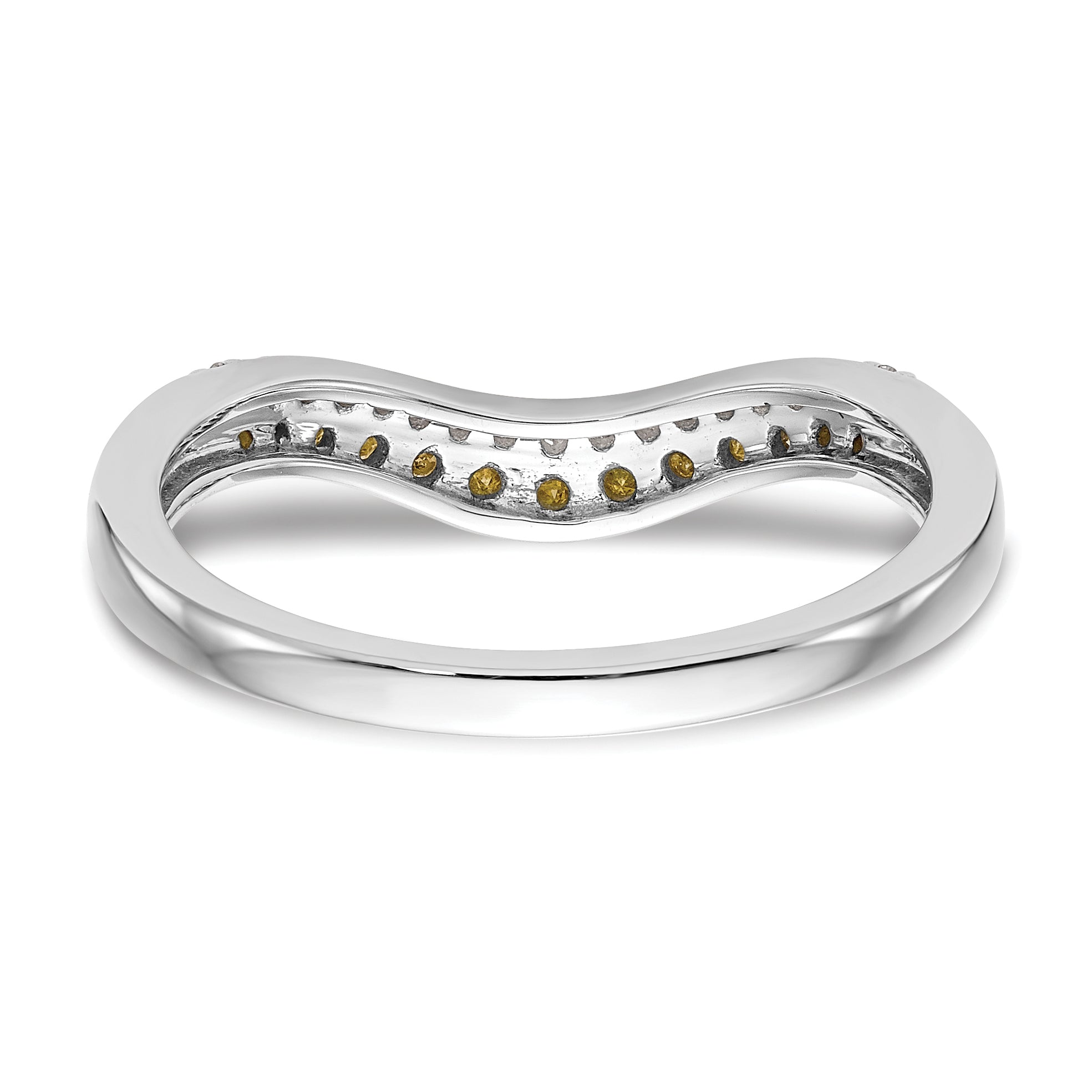 14k White Gold 1/5 carat Yellow and White Diamond Contoured Complete Band
