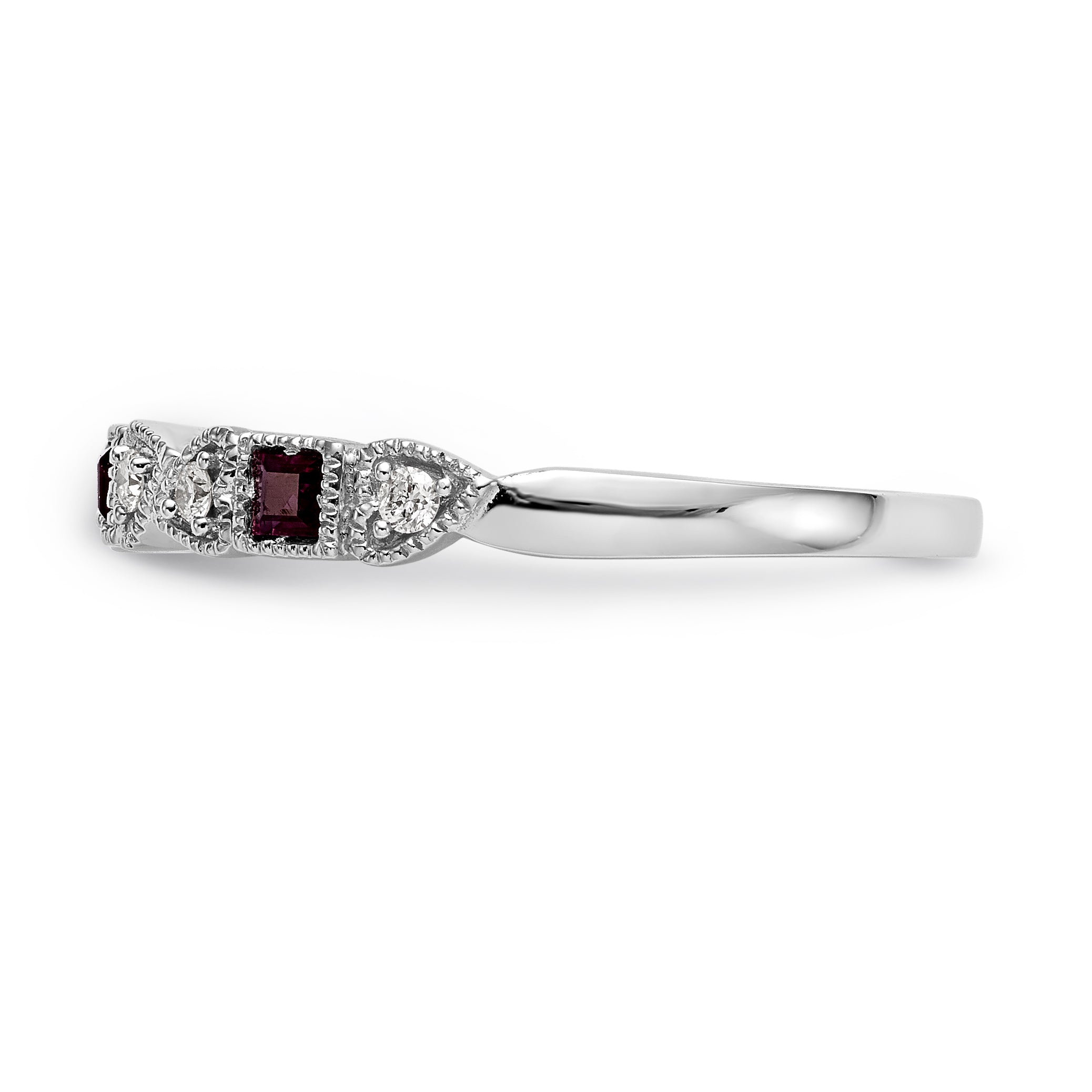 14K White Gold Diamond w/Ruby Band