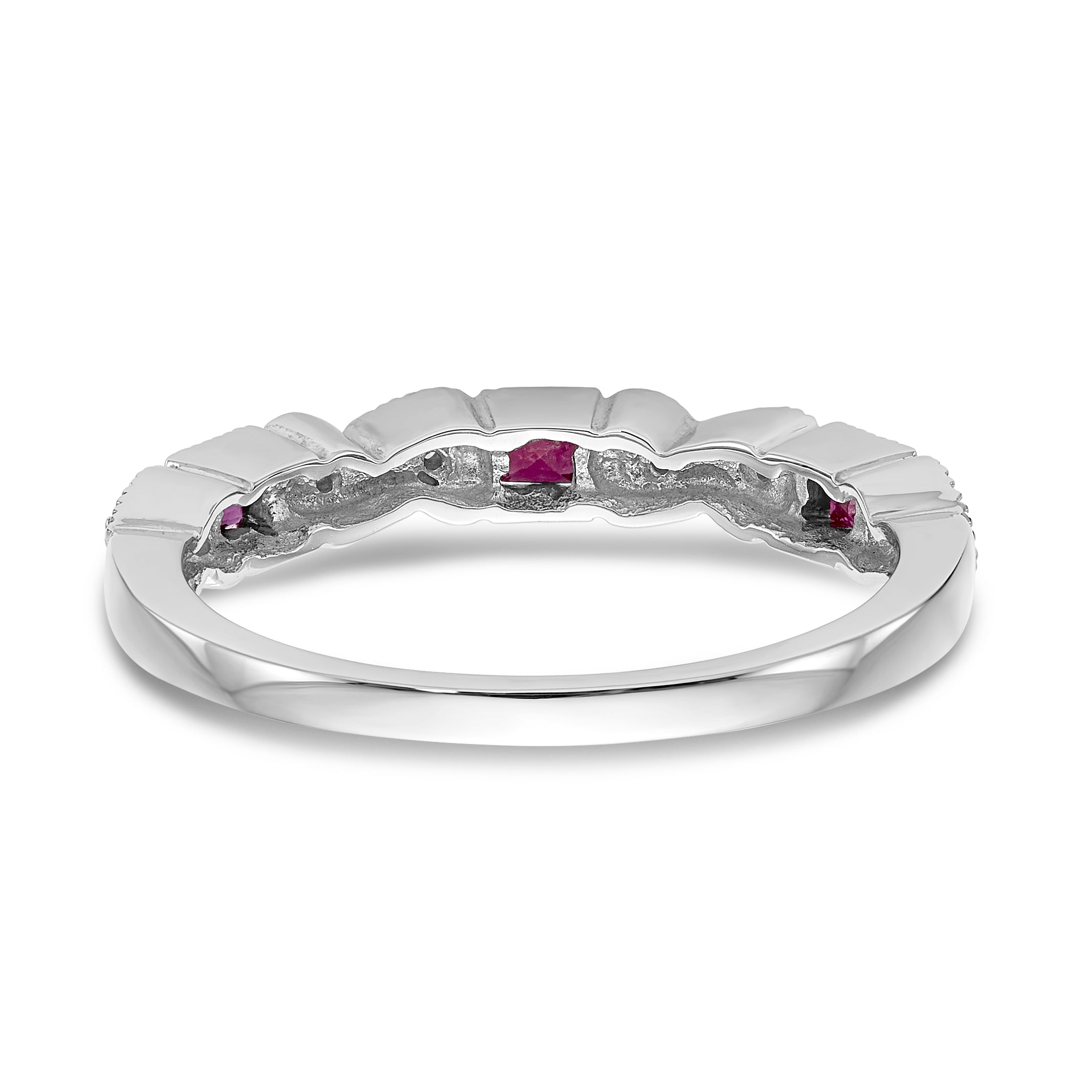14K White Gold Diamond w/Ruby Band - 7