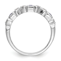 14K White Gold Diamond w/Sapphire Band