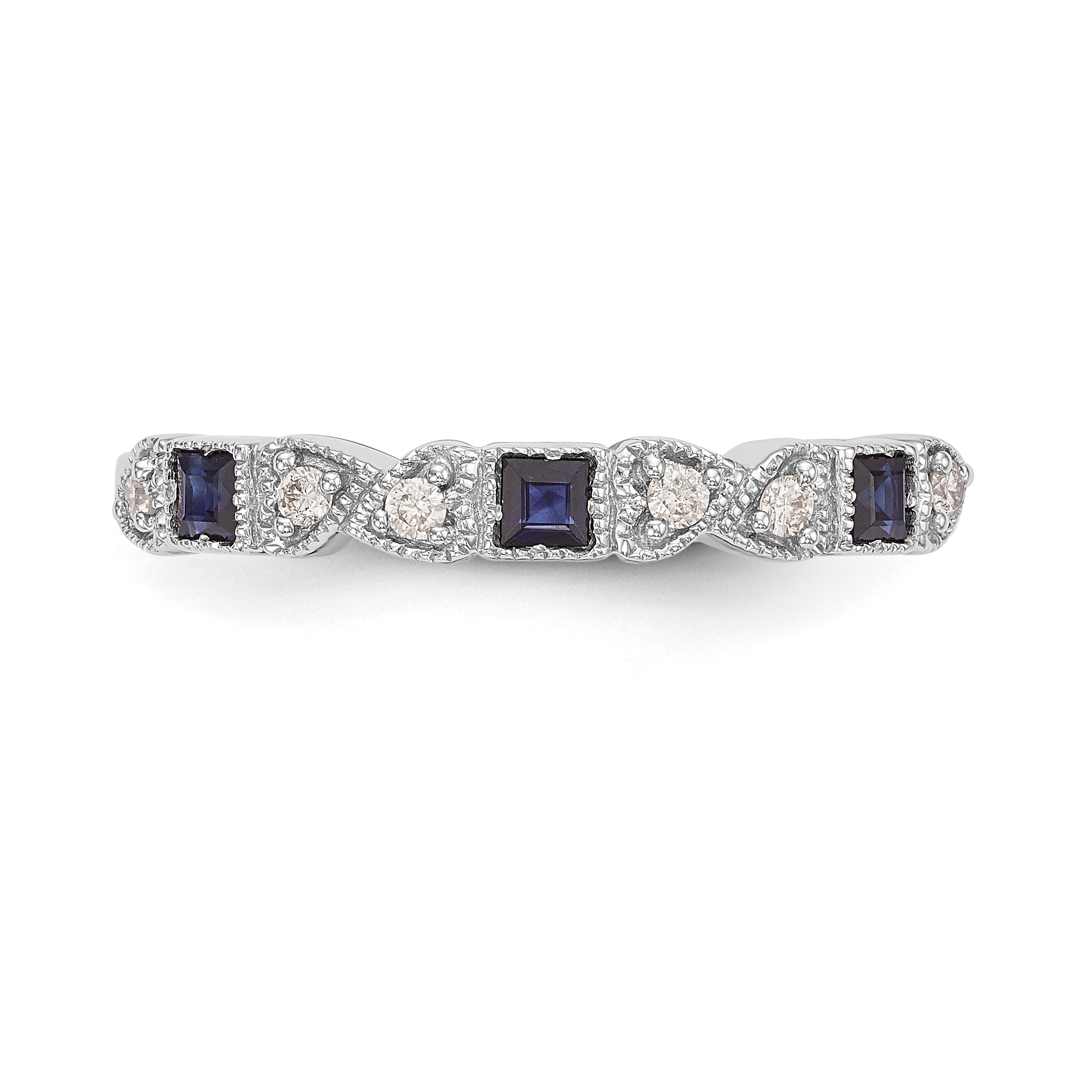 14K White Gold Diamond w/Sapphire Band