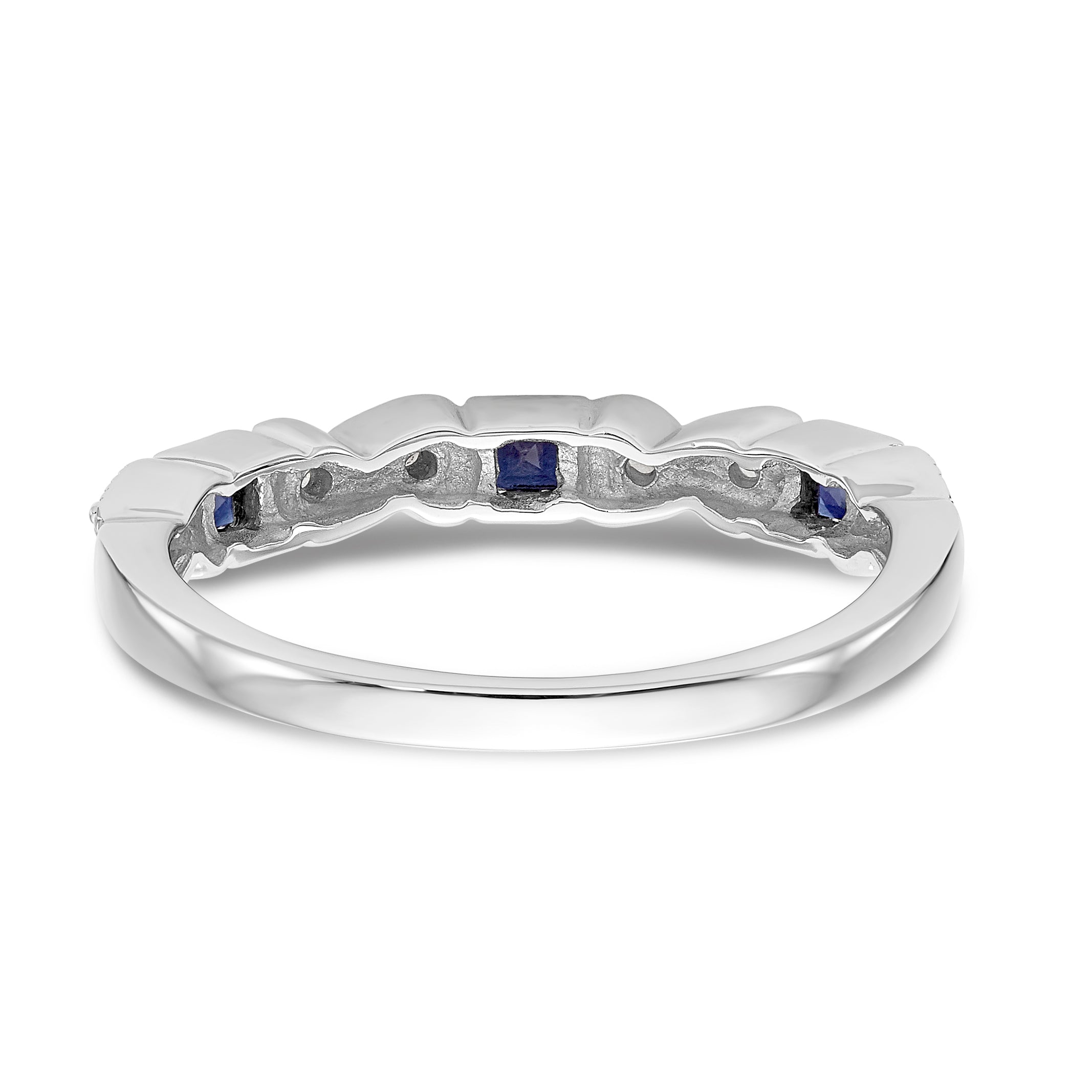 14K White Gold Diamond w/Sapphire Band