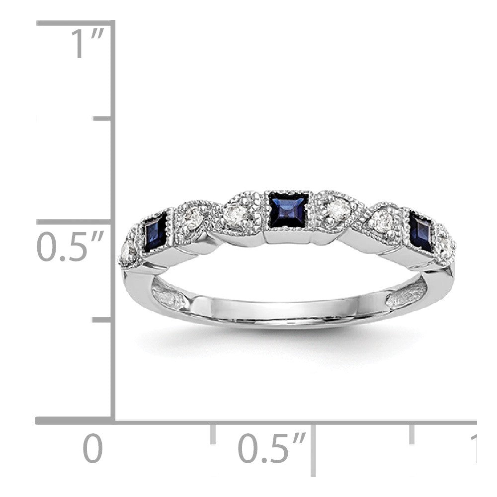 14K White Gold Diamond w/Sapphire Band