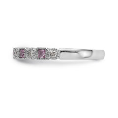 14K White Gold Diamond w/Pink Sapphire Band