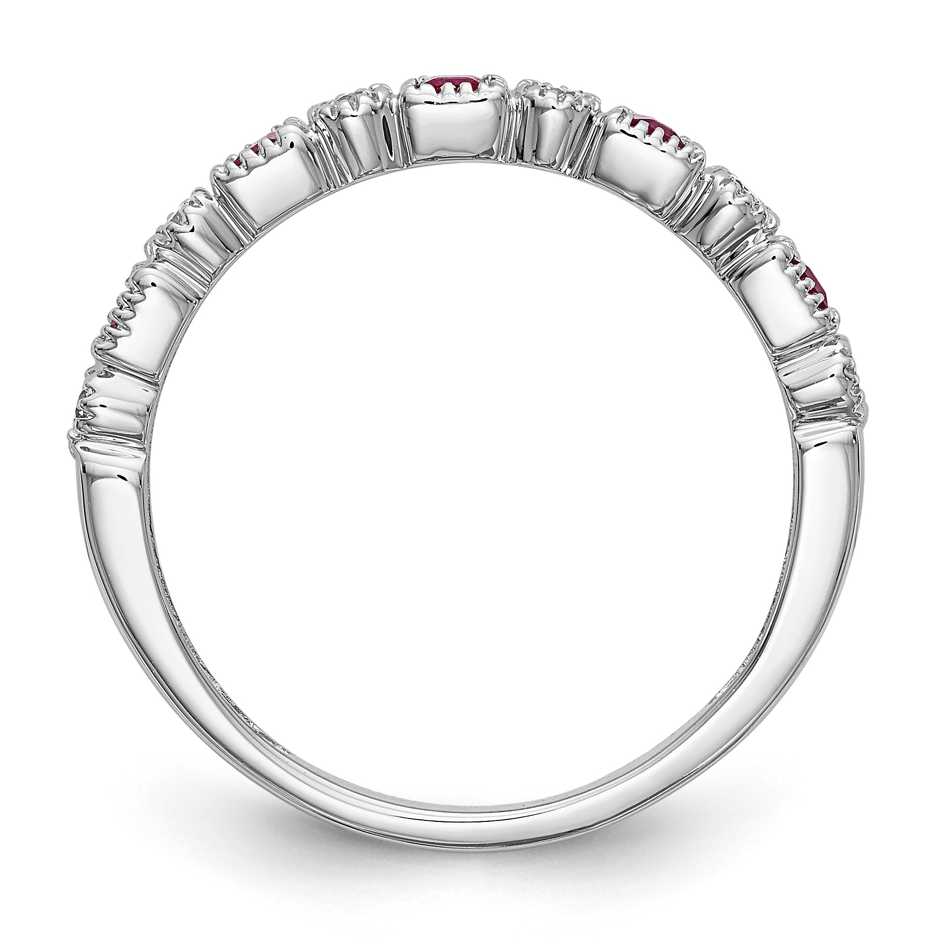 14K White Gold Diamond w/Ruby Band