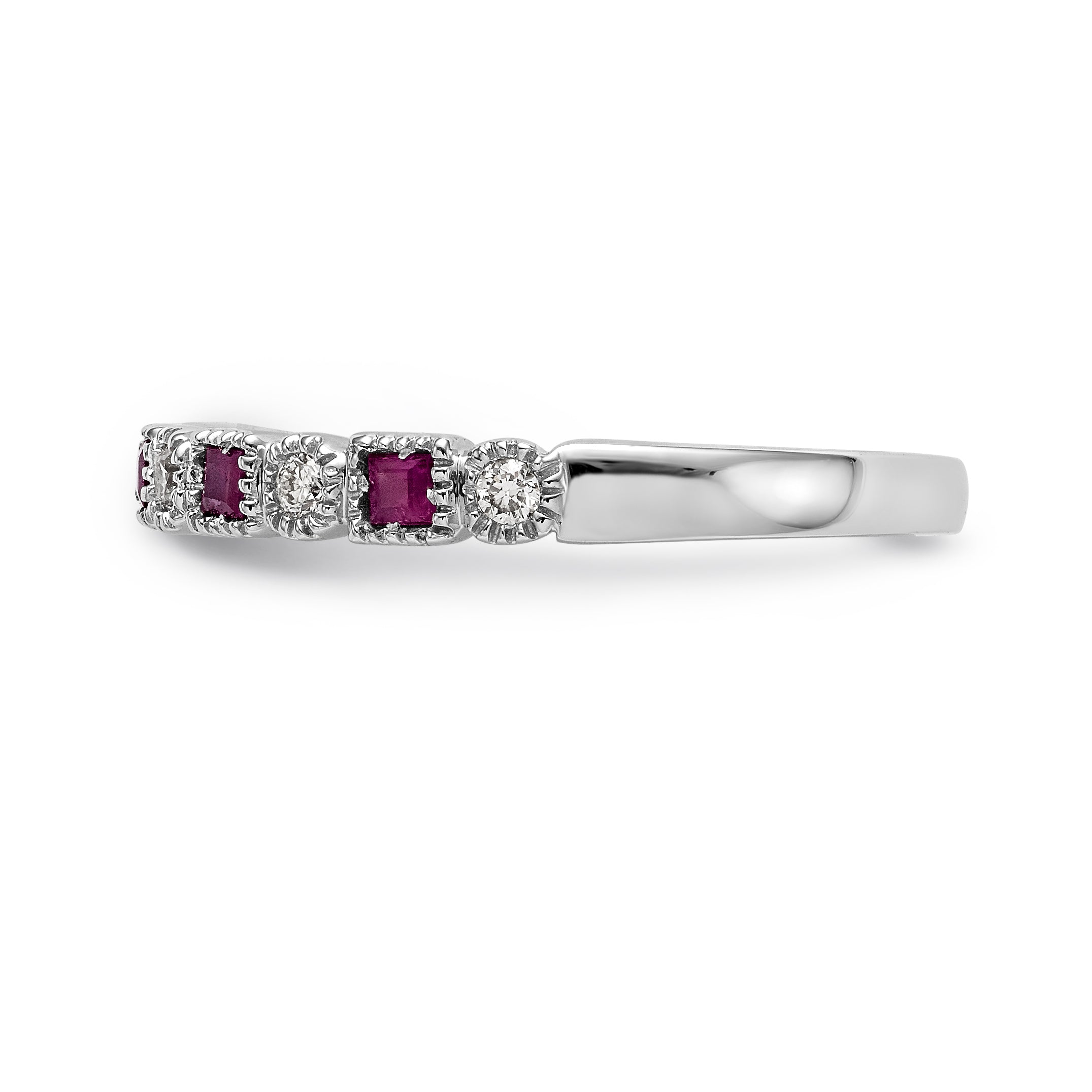 14K White Gold Diamond w/Ruby Band