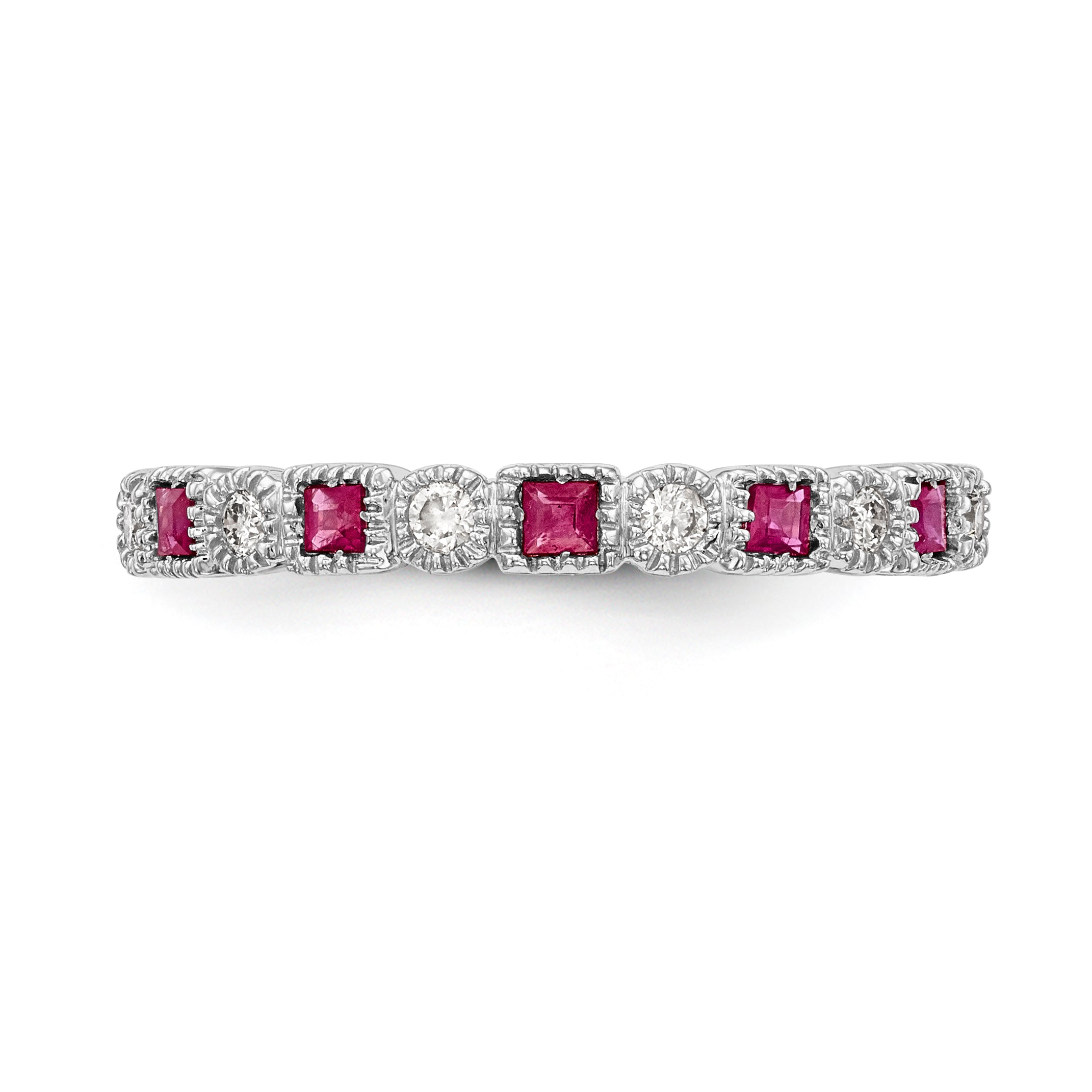 14K White Gold Diamond w/Ruby Band - 7
