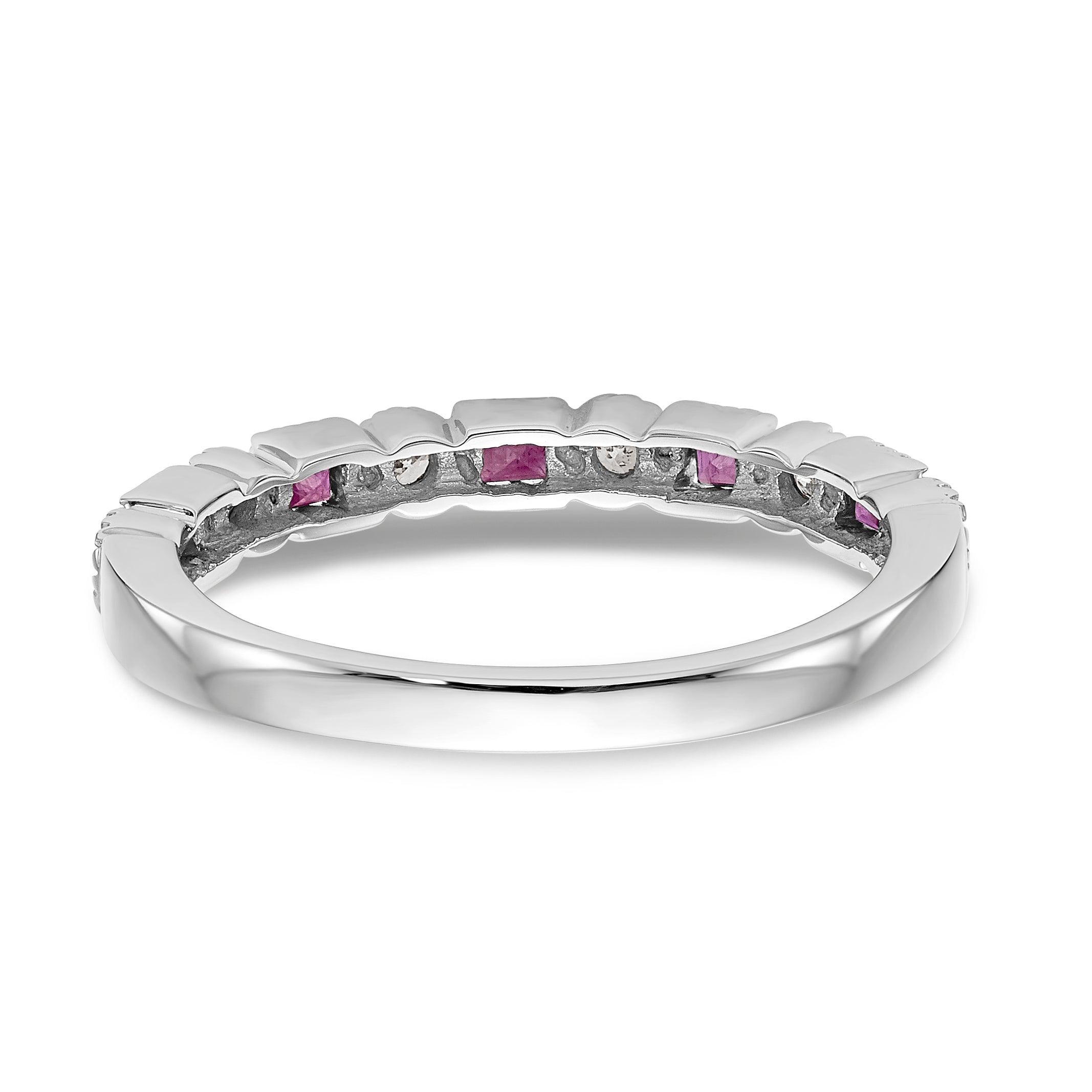 14K White Gold Diamond w/Ruby Band