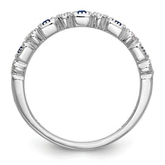 14K White Gold Diamond w/Sapphire Band