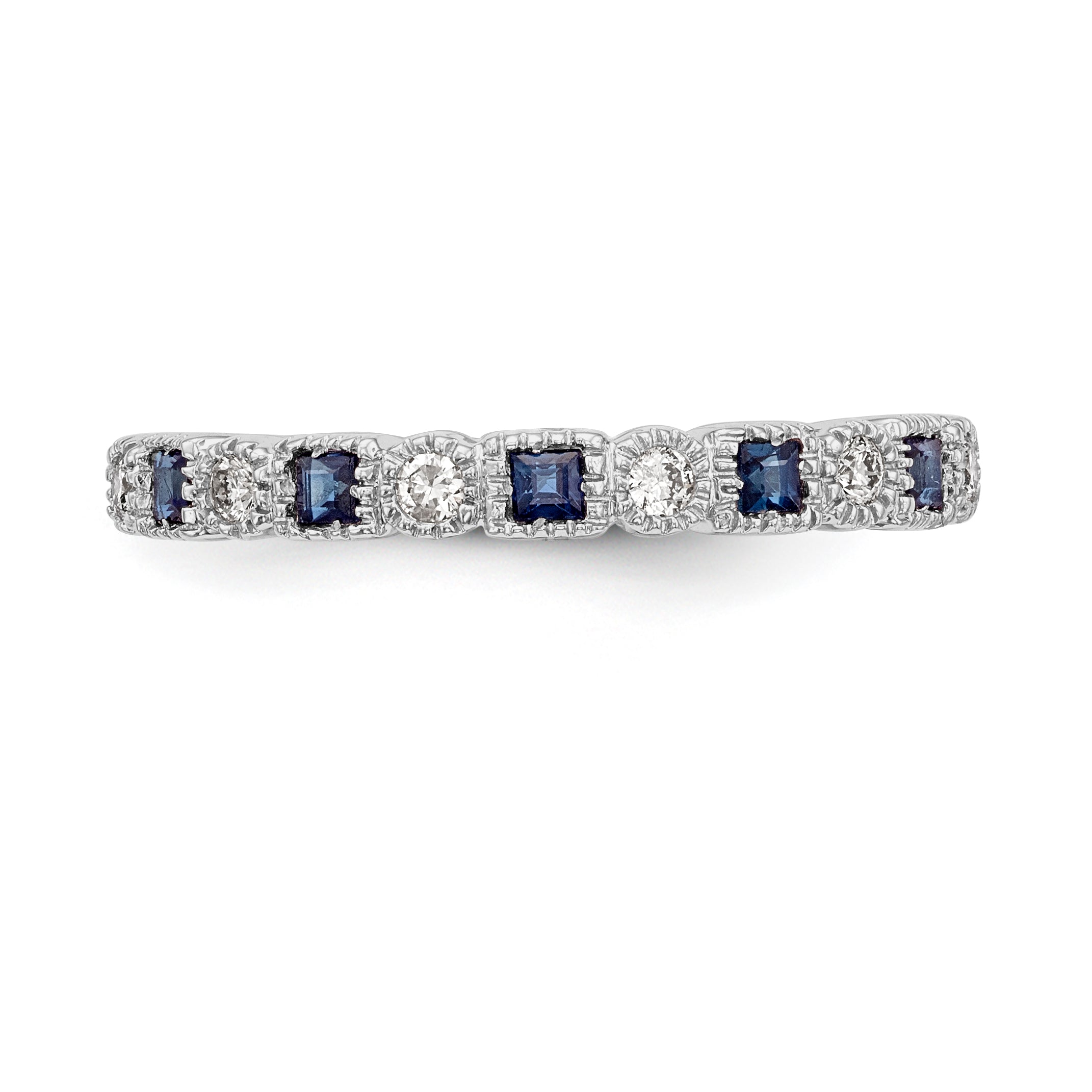 14K White Gold Diamond w/Sapphire Band