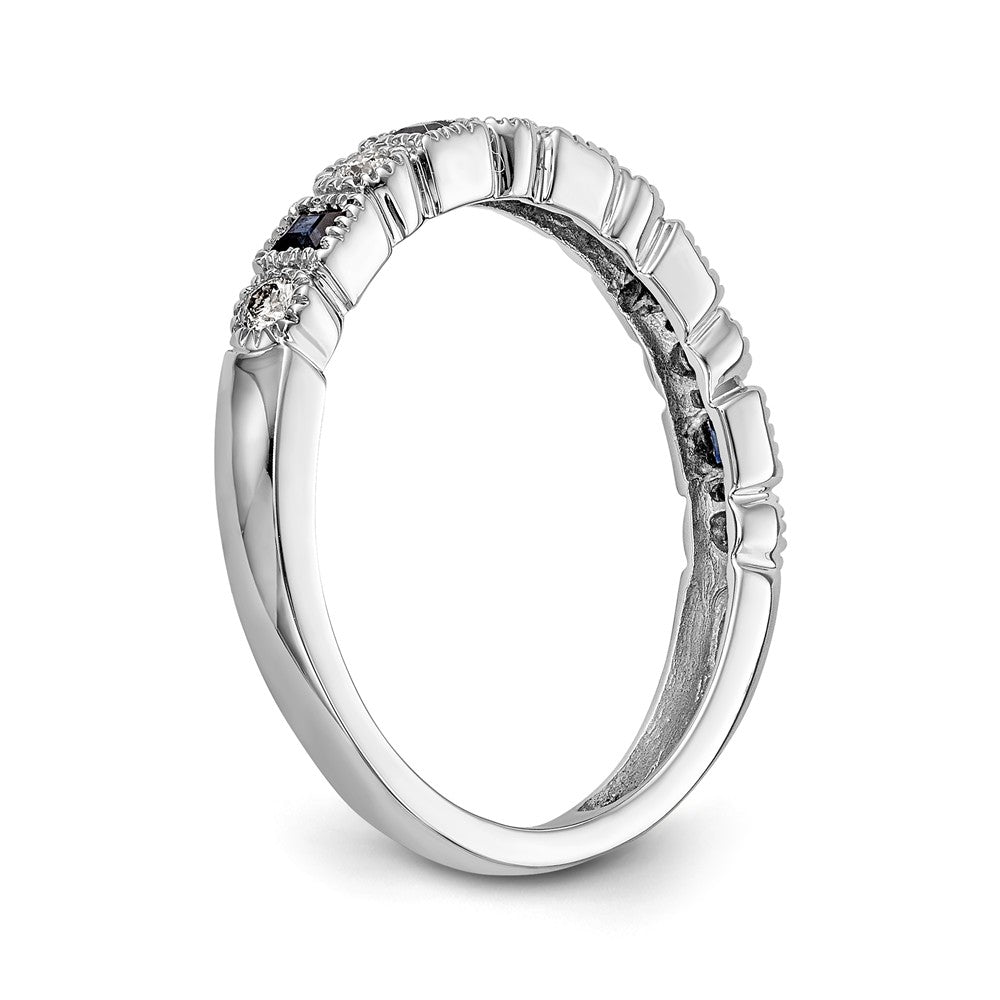 14K White Gold Diamond w/Sapphire Band