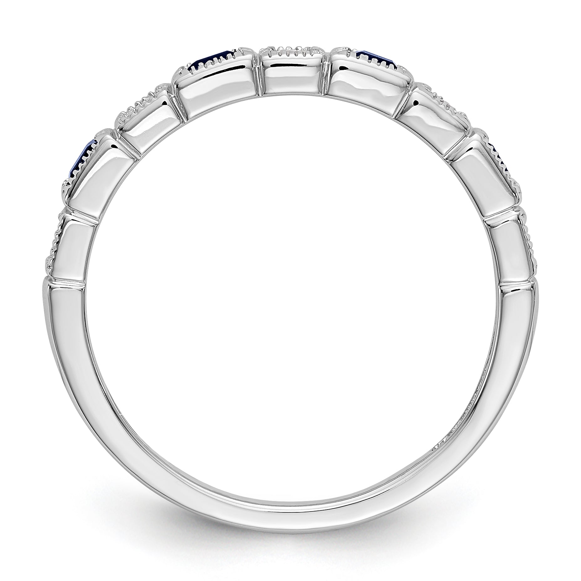 14K White Gold Diamond w/Sapphire Band