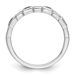 14K White Gold Diamond w/Sapphire Band