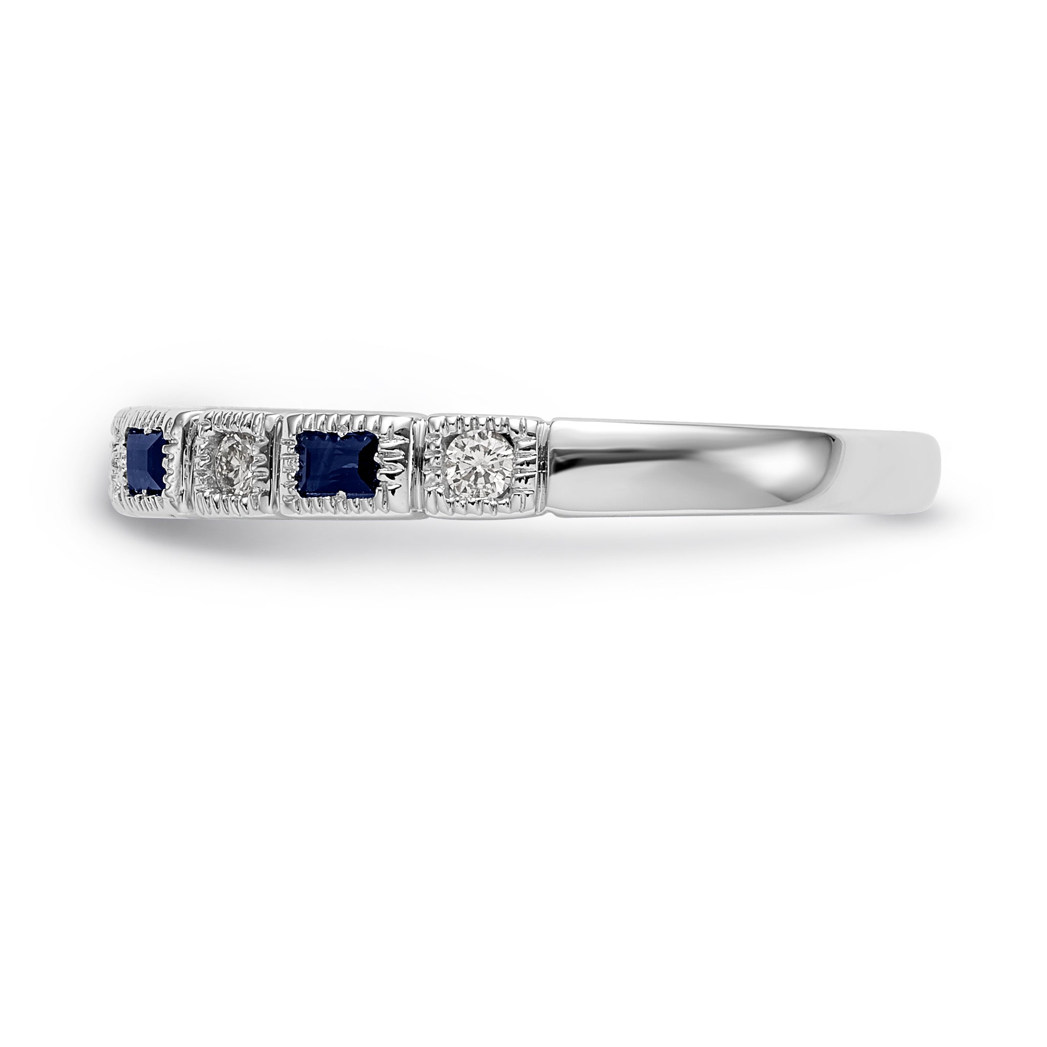 14K White Gold Diamond w/Sapphire Band